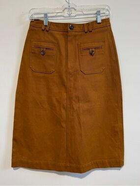 Soeur Camel Pencil Skirt with Front Patch Pockets